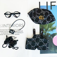 Labubu's clothes cc Denim overalls and some accessories 17cm Doll clothes