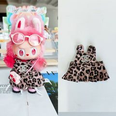 Labubu's clothes cc leopard print skirt and some accessories 17cm Doll clothes