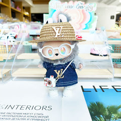 Labubu's clothes Straw hat Overalls and some accessories 17cm Doll clothes