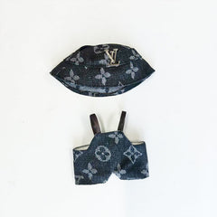 Labubu's clothes lv Printed Overalls and some accessories 17cm Doll clothes