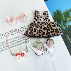 Labubu's clothes cc leopard print skirt and some accessories 17cm Doll clothes