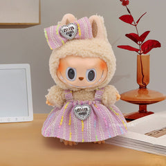 17cm labubu doll clothes fashionable little sweet fragrance dress with bowknot set sweet doll dress replacement clothes