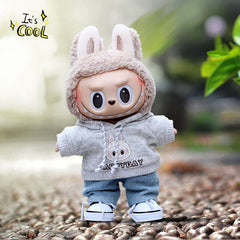 Labubu Clothes Set Fashion Cartoon Hooded Sweater Jeans Cute Doll Doll Baby Clothing Accessories Dress Up
