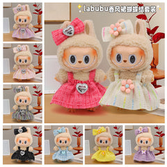 17cm labubu doll clothes fashionable little sweet fragrance dress with bowknot set sweet doll dress replacement clothes