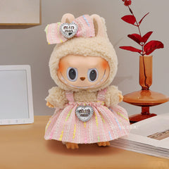 17cm labubu doll clothes fashionable little sweet fragrance dress with bowknot set sweet doll dress replacement clothes
