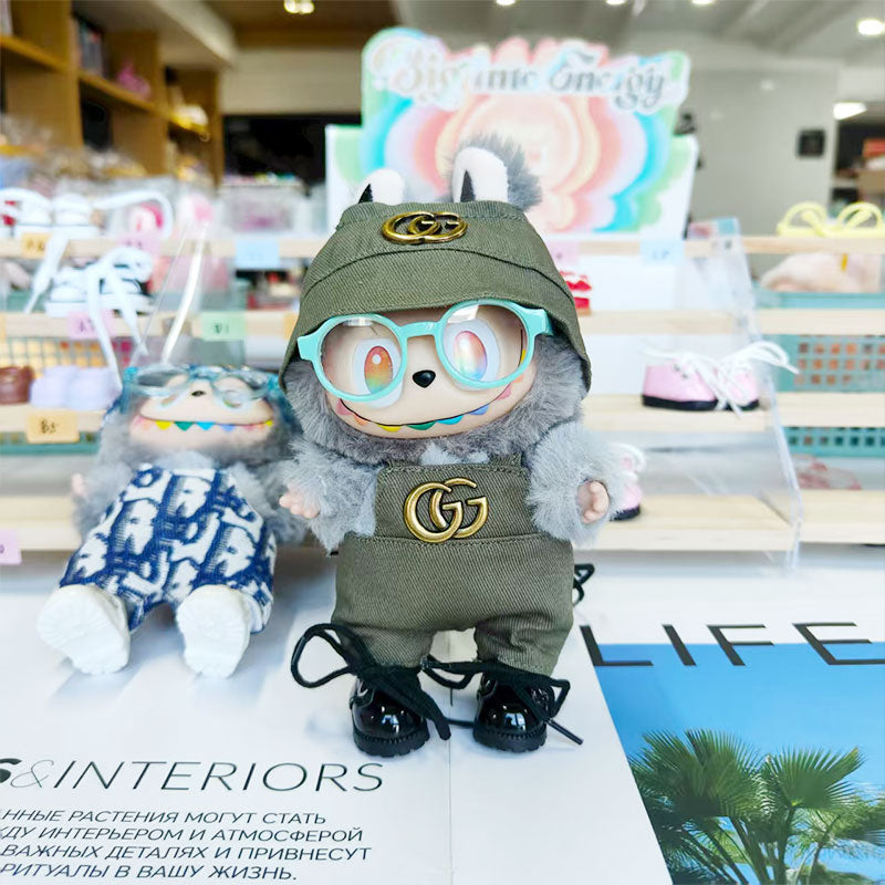 Labubu's clothes cc Printed overalls and some accessories 17cm Doll clothes