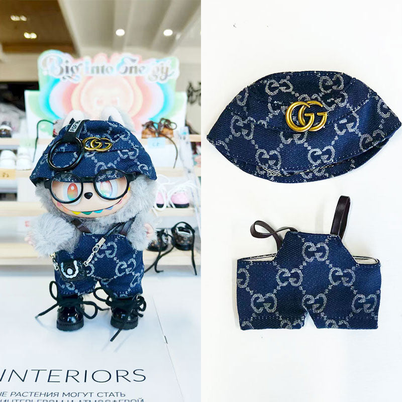 Labubu's clothes cc Denim overalls and some accessories 17cm Doll clothes