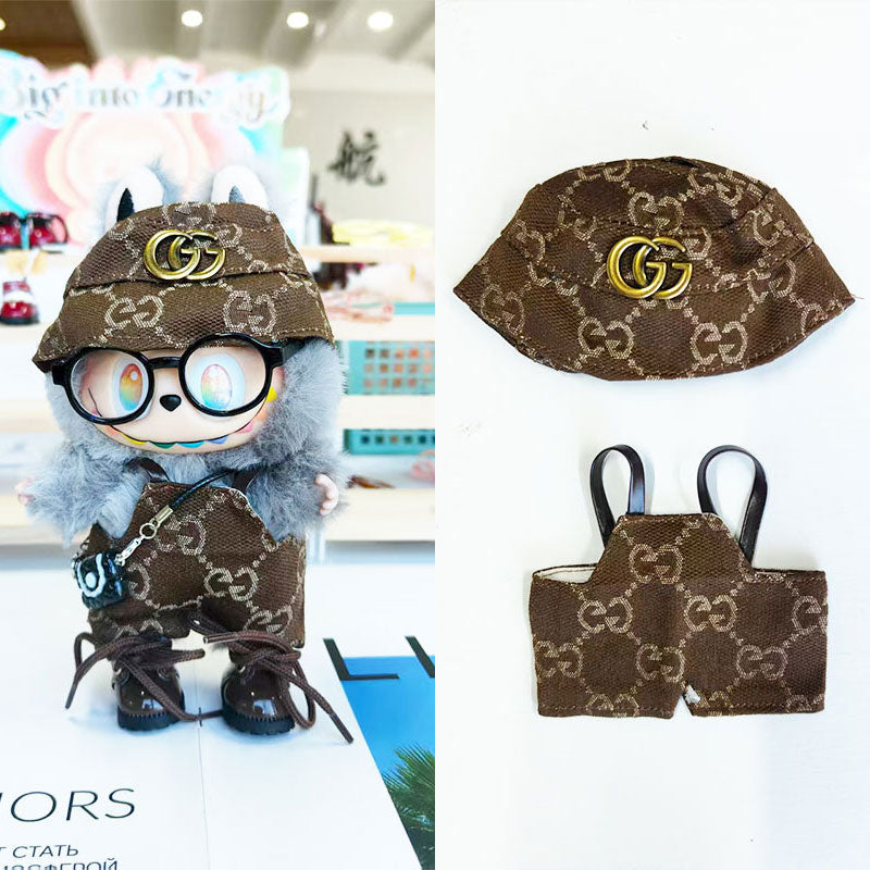Labubu's clothes cc Denim overalls and some accessories 17cm Doll clothes