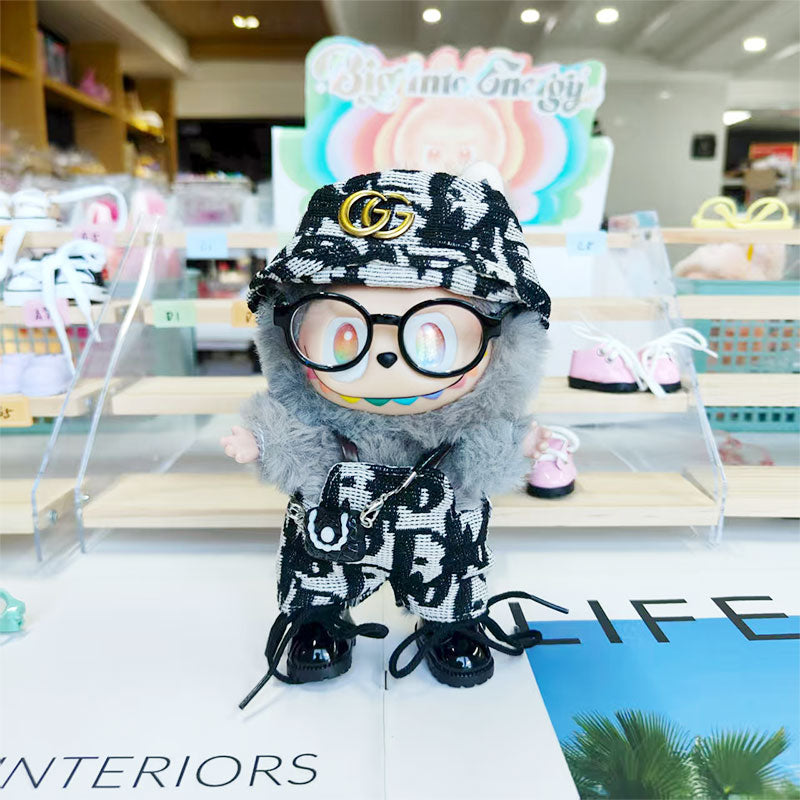 Labubu's clothes cc Printed overalls and some accessories 17cm Doll clothes