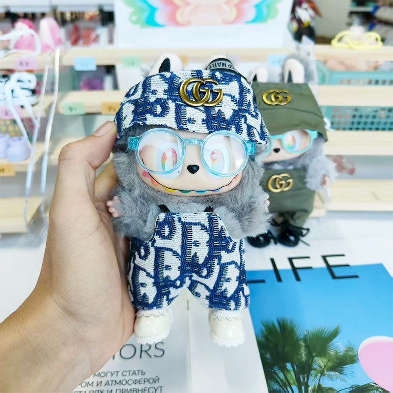 Labubu's clothes cc Printed overalls and some accessories 17cm Doll clothes