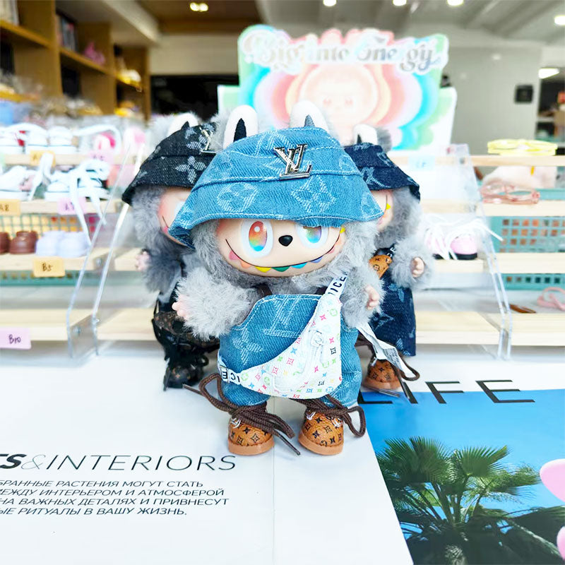 Labubu's clothes lv Printed Overalls and some accessories 17cm Doll clothes
