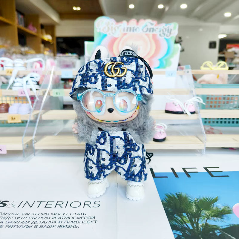 Labubu's clothes cc Printed overalls and some accessories 17cm Doll clothes