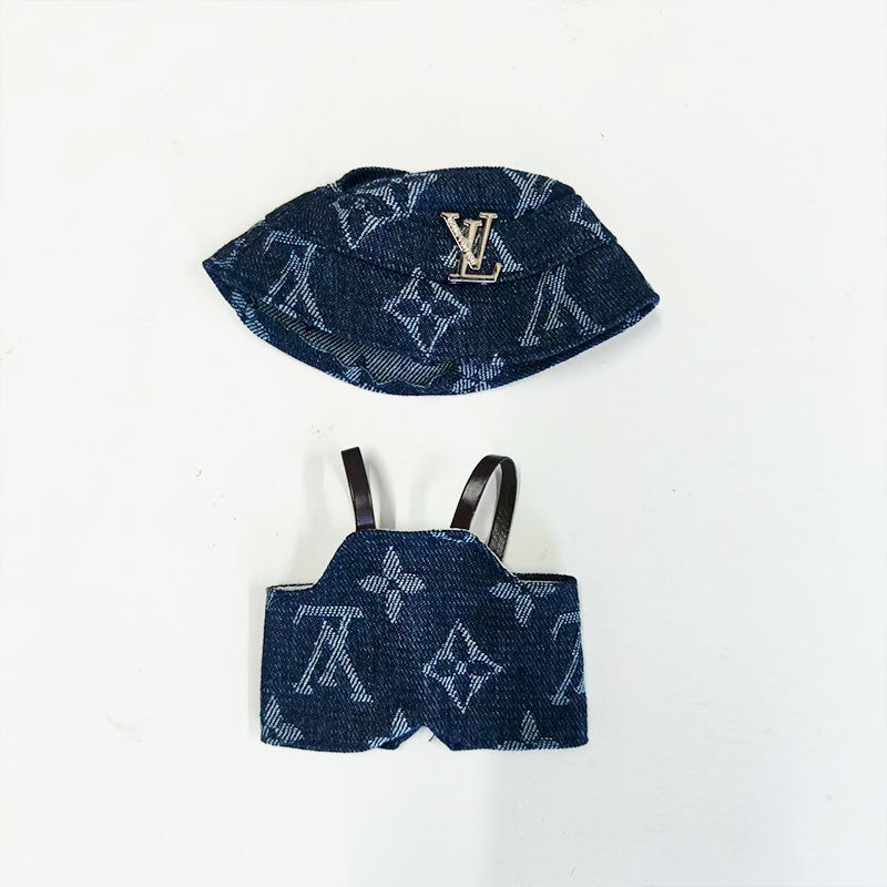 Labubu's clothes lv Printed Overalls and some accessories 17cm Doll clothes