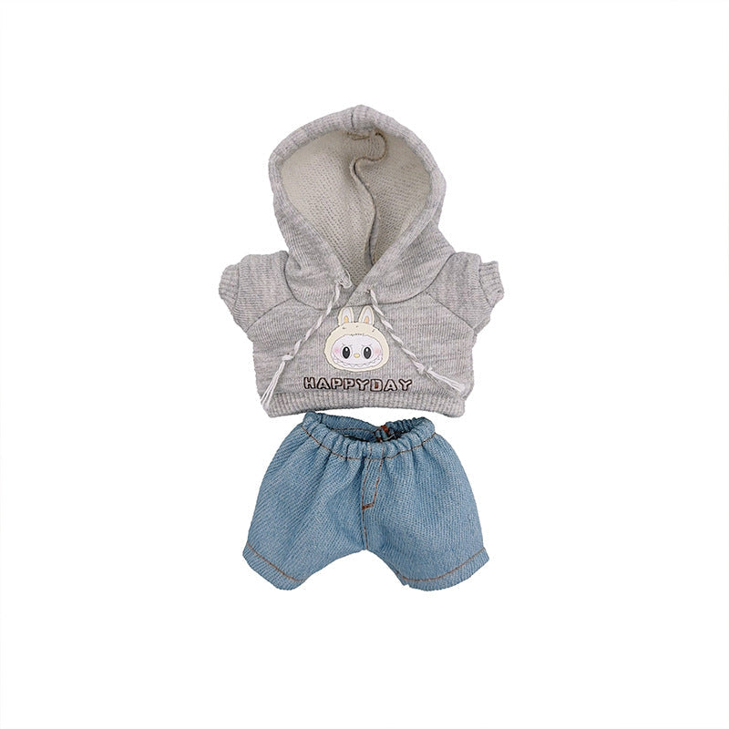 Labubu Clothes Set Fashion Cartoon Hooded Sweater Jeans Cute Doll Doll Baby Clothing Accessories Dress Up