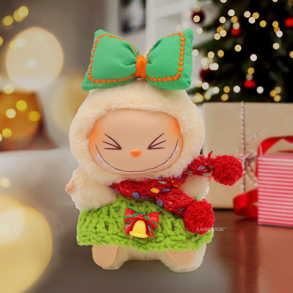 Labubu baby clothes vinyl doll labubu christmas sweater hat set plush doll pendant gift