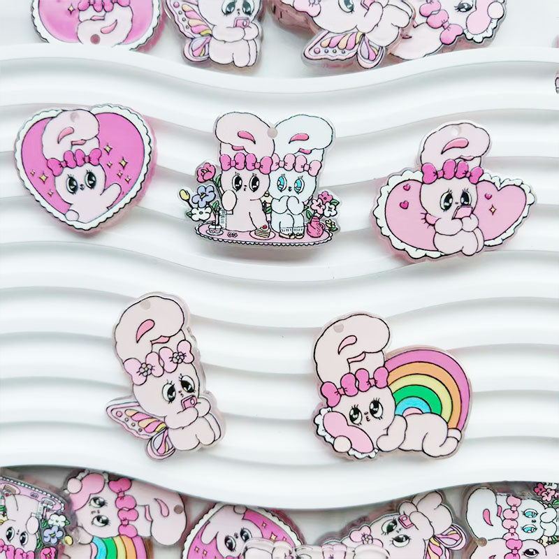 Bunny Acrylic Pendants for Keychains |Keychain, Pen & Bag Charm Supplies