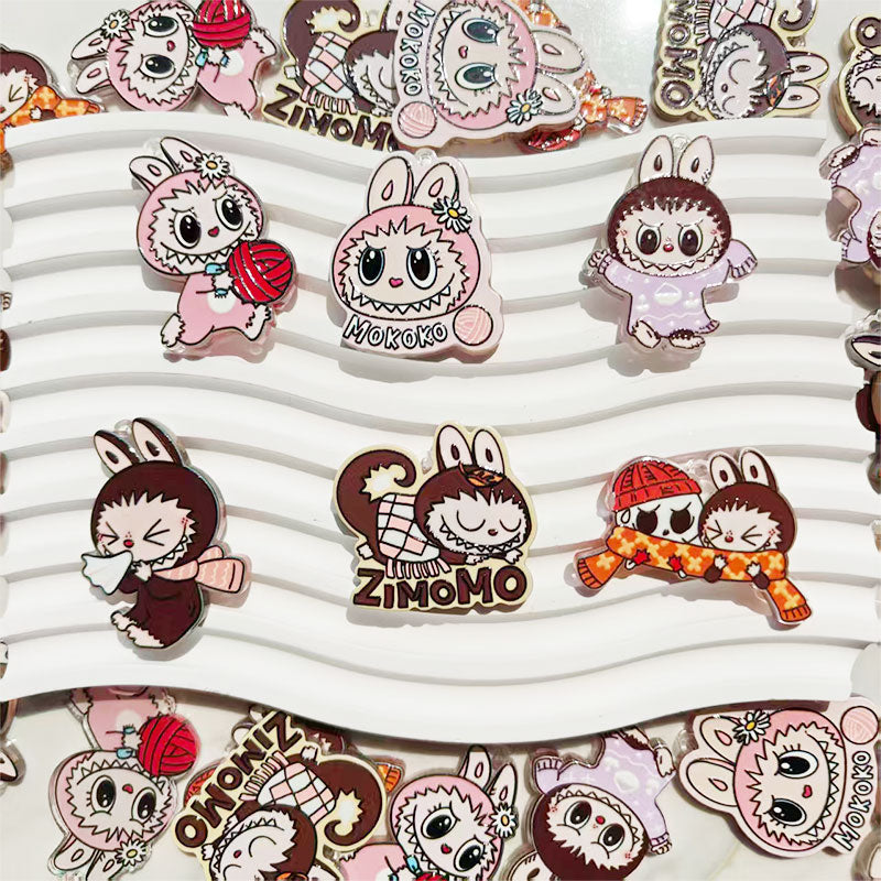 Labubu Acrylic Pendants for Keychains |Character Charm for Necklace, Phone Strap & Keychain